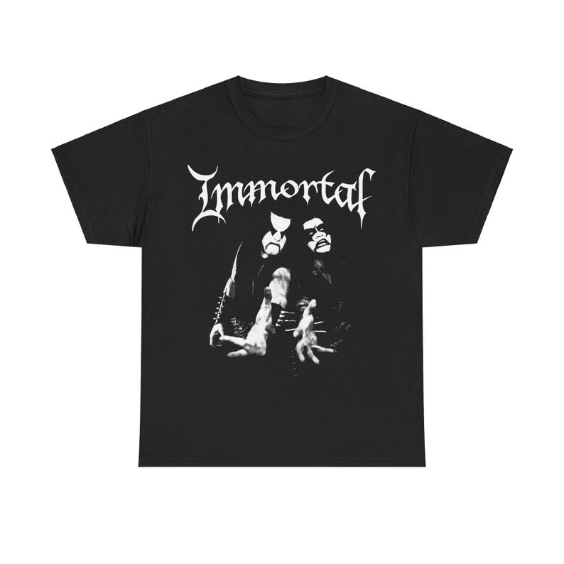 Great Deal 230 Gsm 100% Cotton Immortal T Shirt Abbath Demonaz Emperor Bathory Dimmu Borgir Satyricon Gorgoroth Marduk Dissection Unisex Heavy Cotton T Shirt XXS zwart