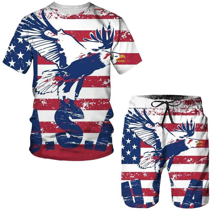 Wengy 2 VS/Israël Nationaal Embleem 2 Delige Sets Trainingspak mannen Oversized Kleding Zomer Strand Stijl 3D Gedrukt Mannen Pak t-shirt S M