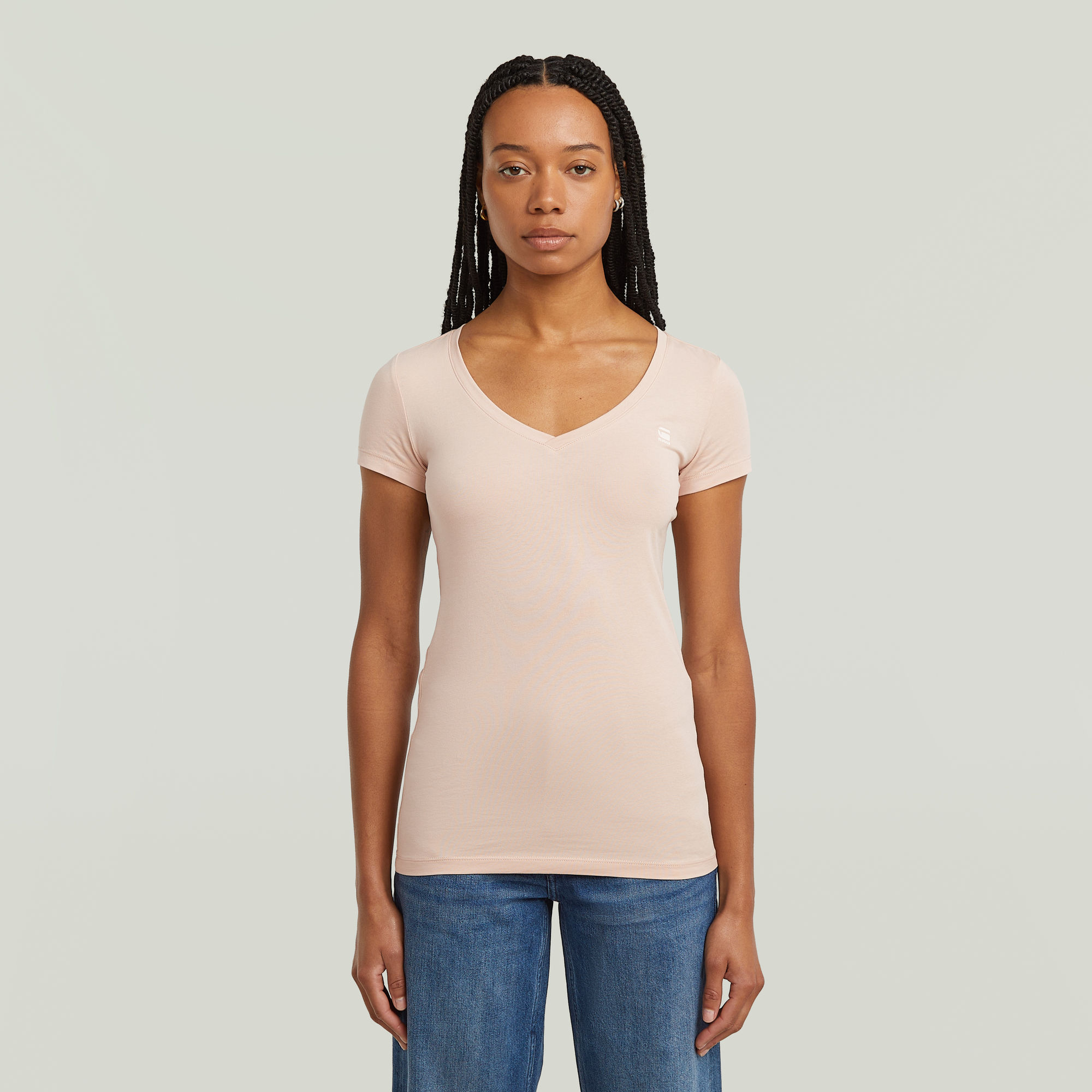 G-Star RAW Base T-shirt met V-hals - Roze - Dames