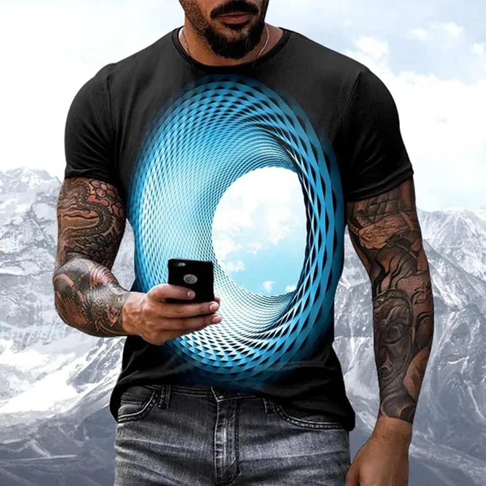 Zengyanqin02 Fashion Hot Sales Persoonlijkheid Fun Sky grafische t-shirts Voor Mannen Nieuwe Casual Driedimensionale Vortex Gedrukt Oversized O-hals tees XXS