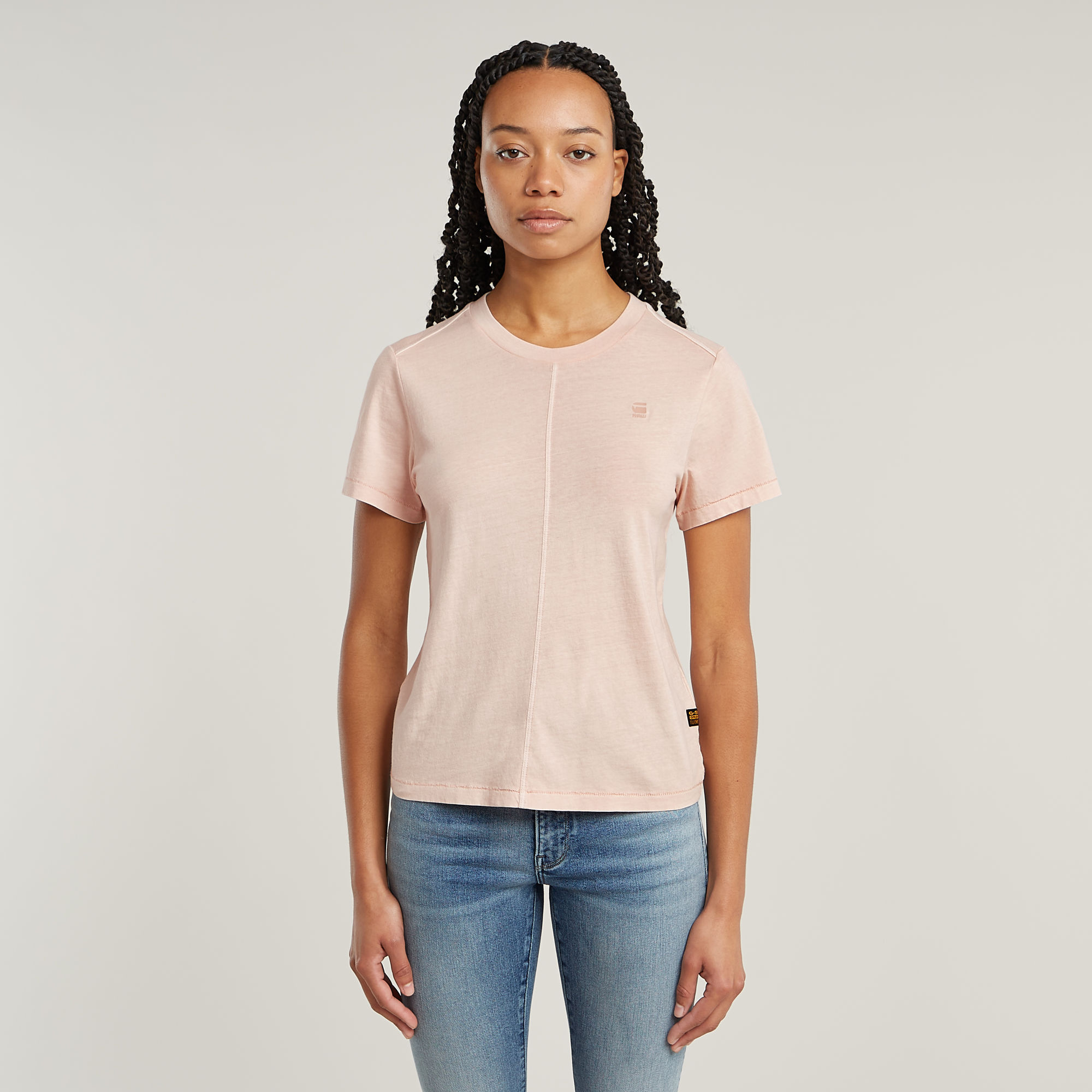 G-Star RAW T-shirt Overdyed Front Seam Ribbed - Roze - Dames