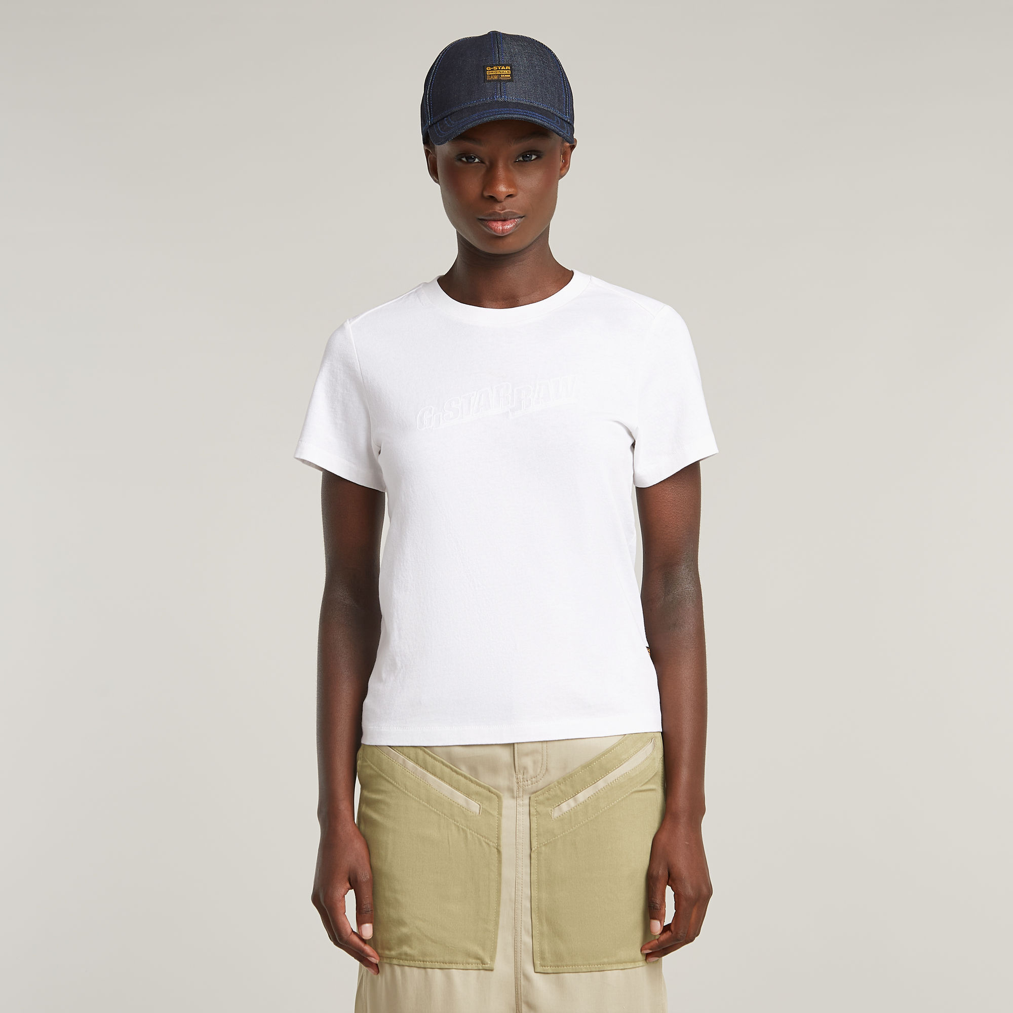 G-Star RAW Embro Logo Ribbed T-shirt - Wit - Dames