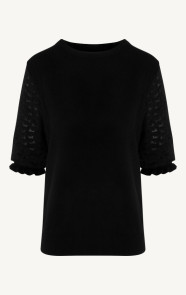 The Musthaves Mesh Hearts Sleeve Soft Top Zwart