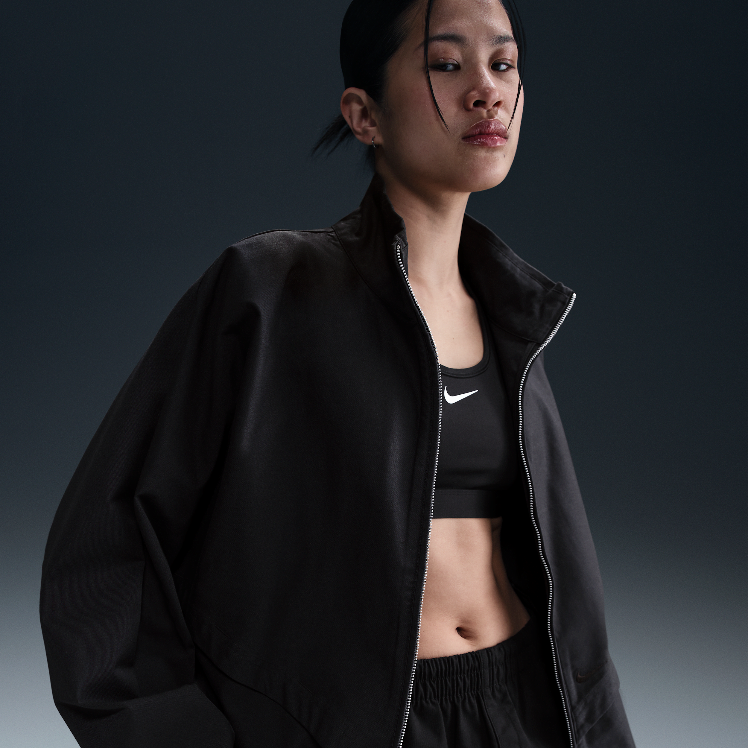 Nike Sportswear Collection oversized Windrunner damesjack van keperstof - Zwart