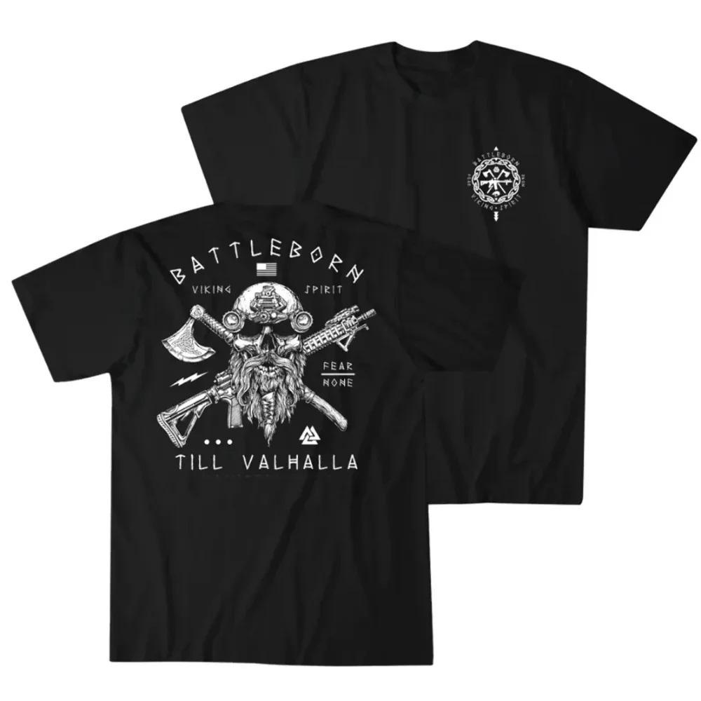 Comfortable season Til Valhalla Warrior Spirit Battleborn Military Grunt Tactics T-shirt 100% katoen O-hals korte mouw casual heren T-shirt S