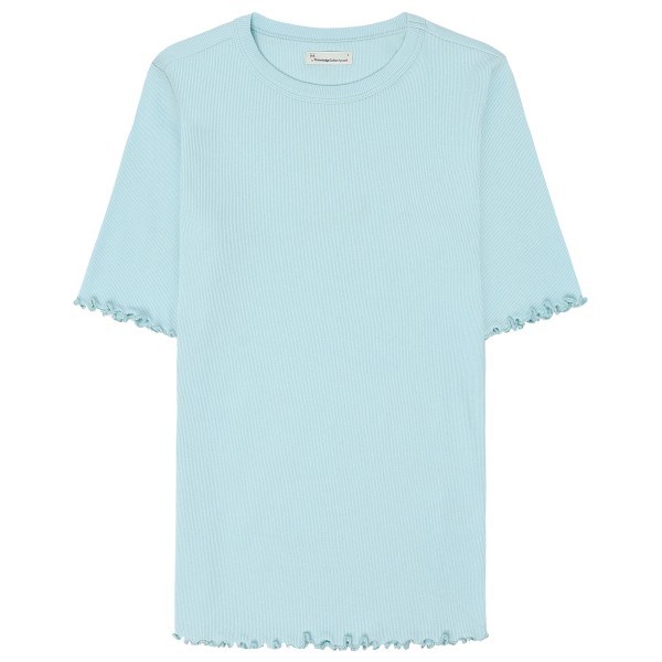 KnowledgeCotton Apparel  Women's Rib Tee Ruffle Hemming - T-shirt, aqua-esque