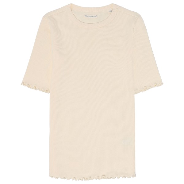 KnowledgeCotton Apparel  Women's Rib Tee Ruffle Hemming - T-shirt, egret