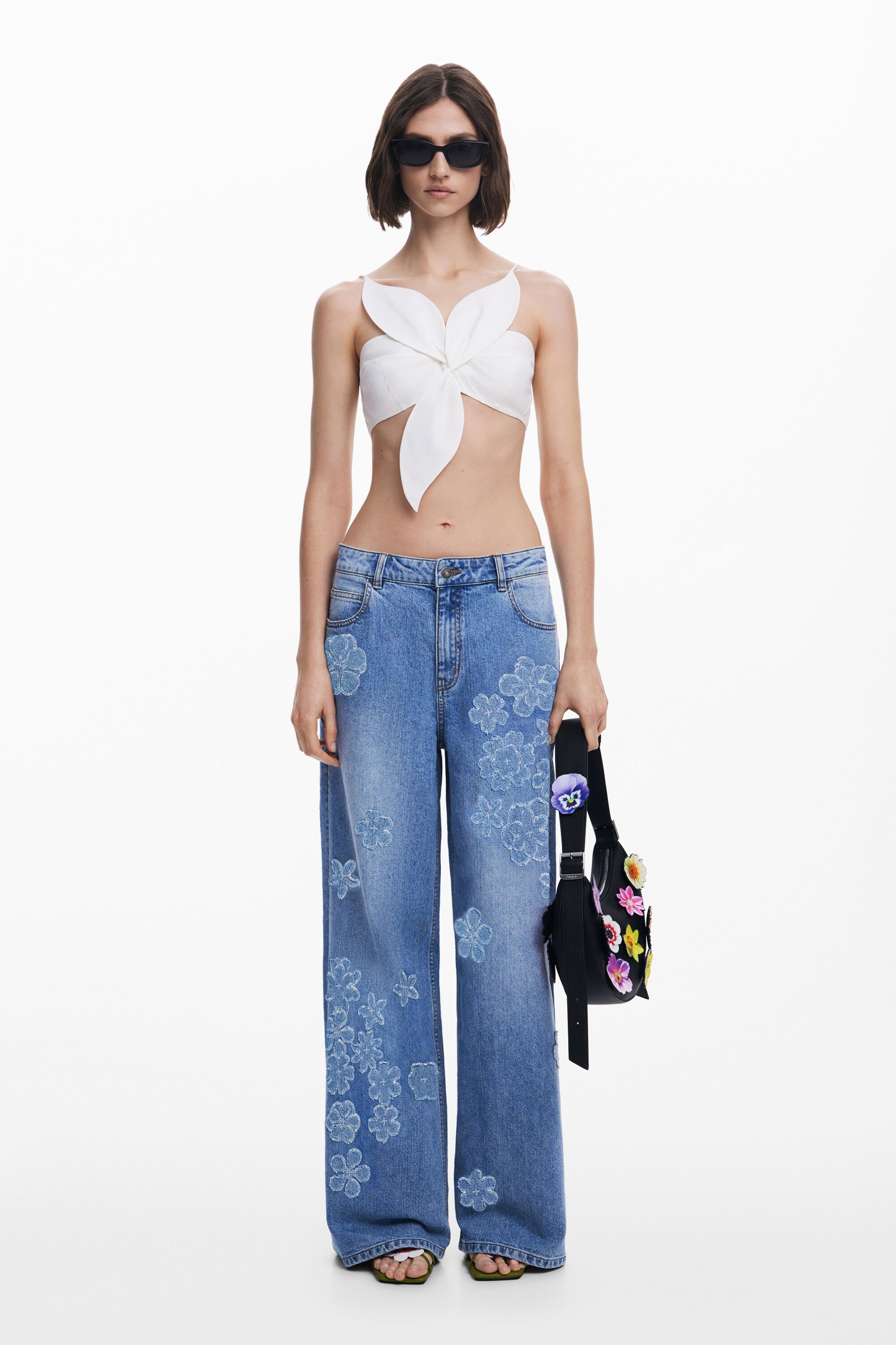 Desigual Wide Leg bloemenjeans Tyler McGillivary - BLUE