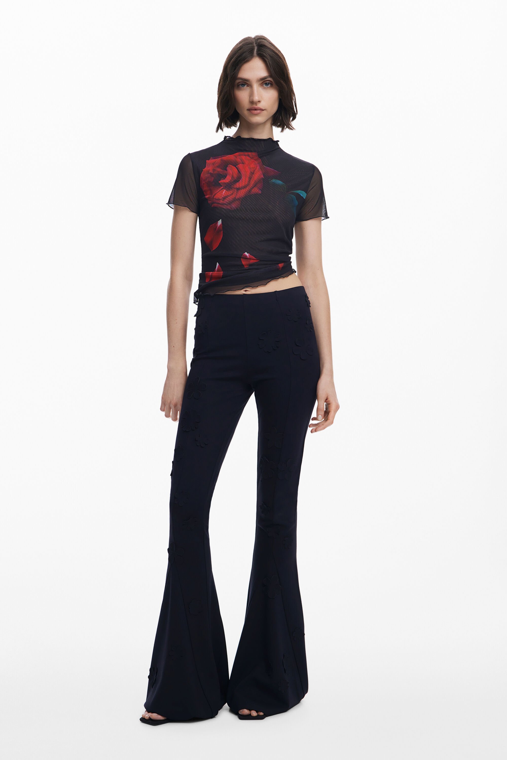 Desigual Pantalon met bloemenprint met wijde pijpen Tyler McGillivary - BLACK