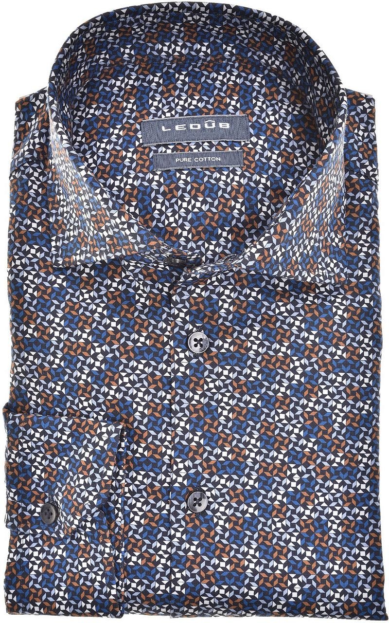 Ledub Overhemd Print Donkerblauw