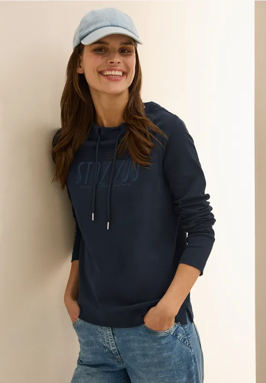 Cecil Sweatshirt met tekst en tunnelkoord aan de hals
