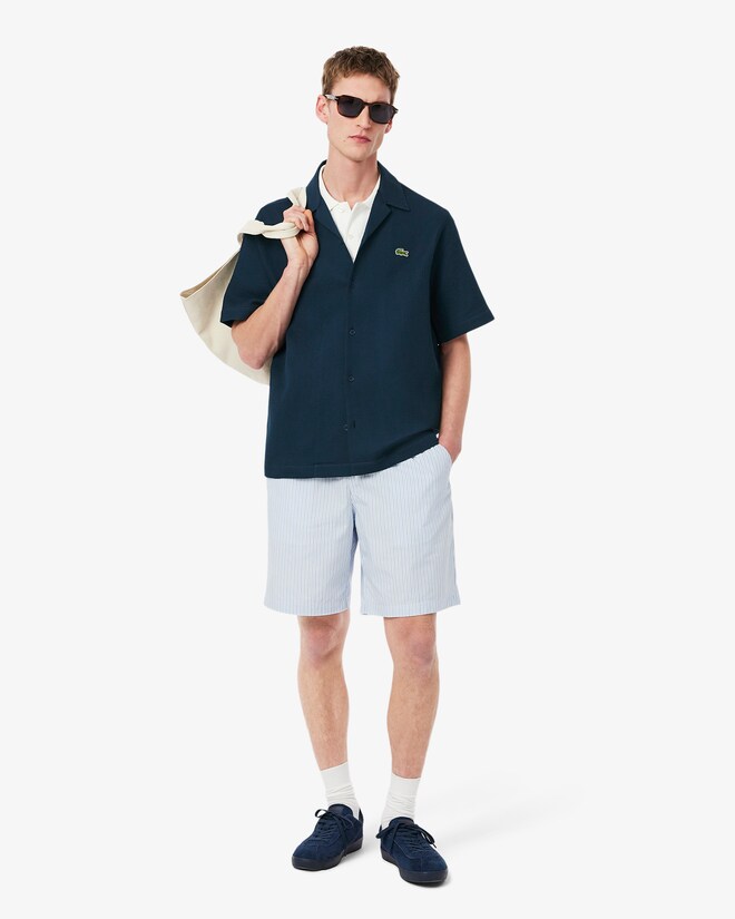 Lacoste Overhemd Lange Mouw  Relaxed Fit Waffle Texture Shirt - Blue
