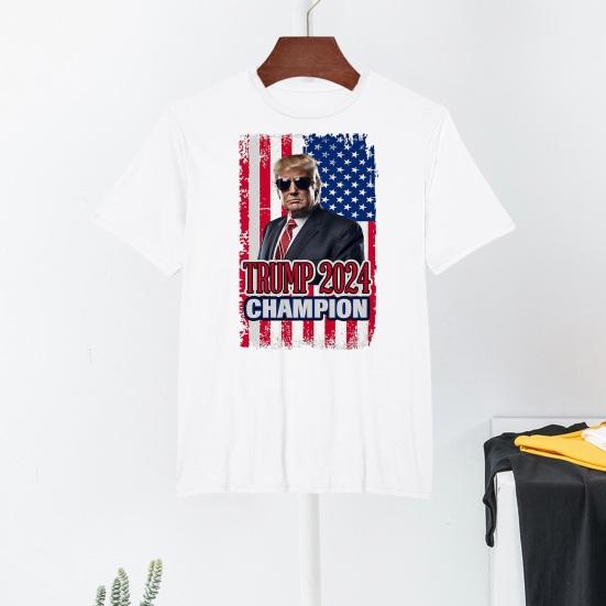 PLUM LAI T-shirt Trump Verkiezing 3D President Print Vlag Cool Individueel Plus Size Ronde Hals Kort XS zwart