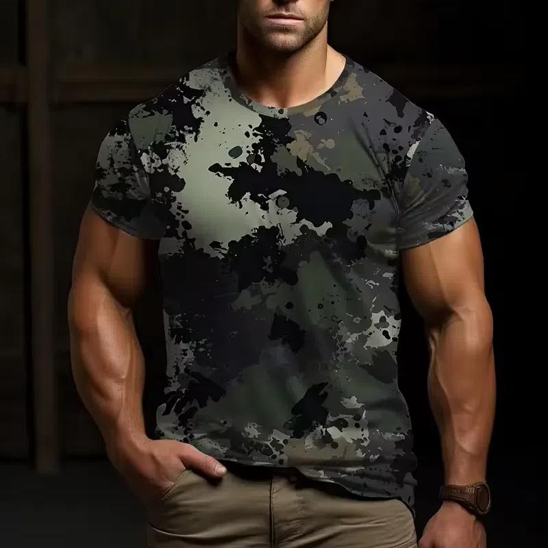 ETST WENDY 005 3D Camouflage T-shirt Herenkleding Outdoor Mode Casual O-hals Korte Mouw Zomer Straat Oversized Heren Sport Militaire T-shirts S