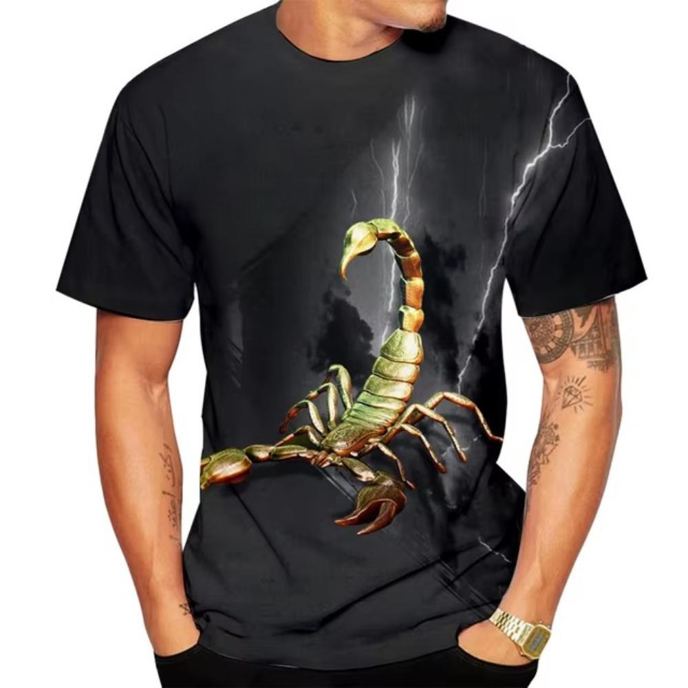 Chaokebang Summer Harajuku 3D Print Mens T-shirt Animal Scorpion T-Shirts Streetwear Men Fashion Casual Oversized O-Neck T Shirt Tops S