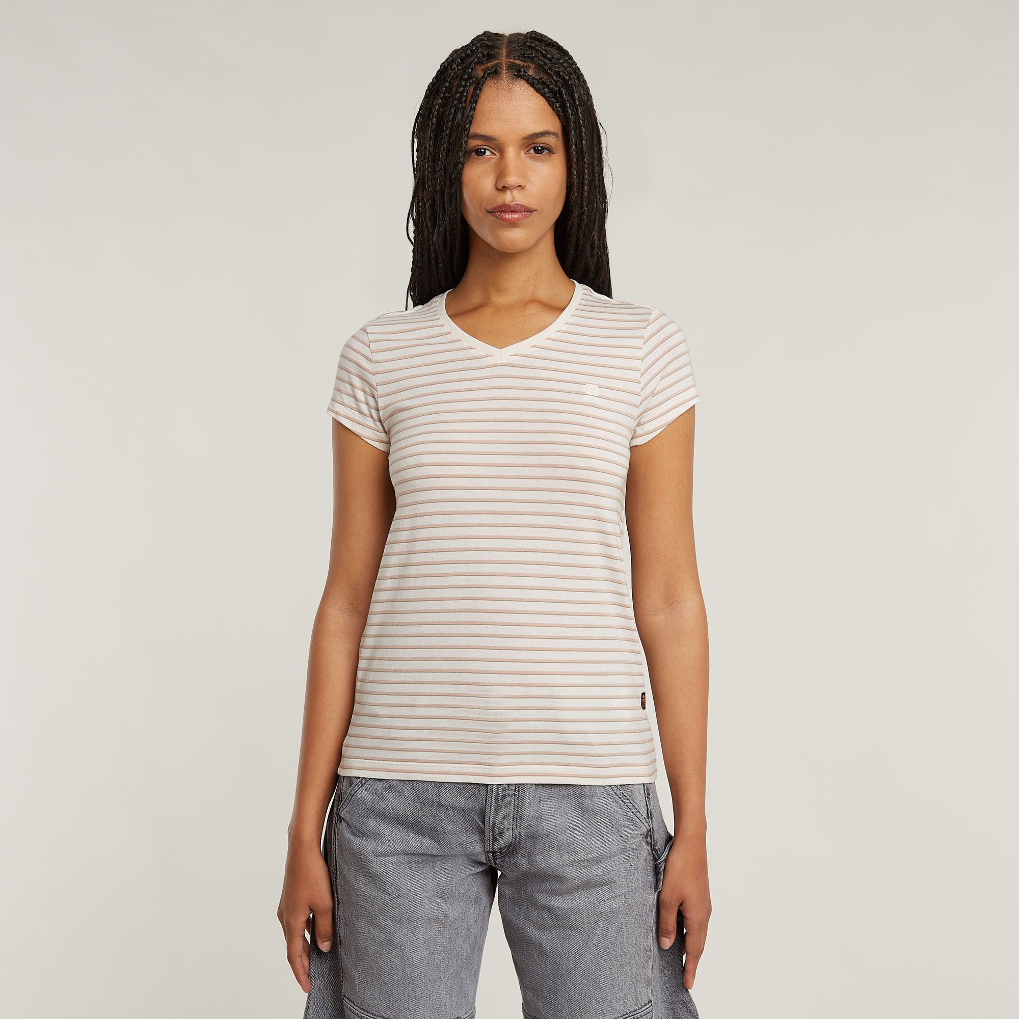 G-Star RAW Stripe Eyben Slim V-hals T-shirt 2.0 - Meerkleurig - Dames