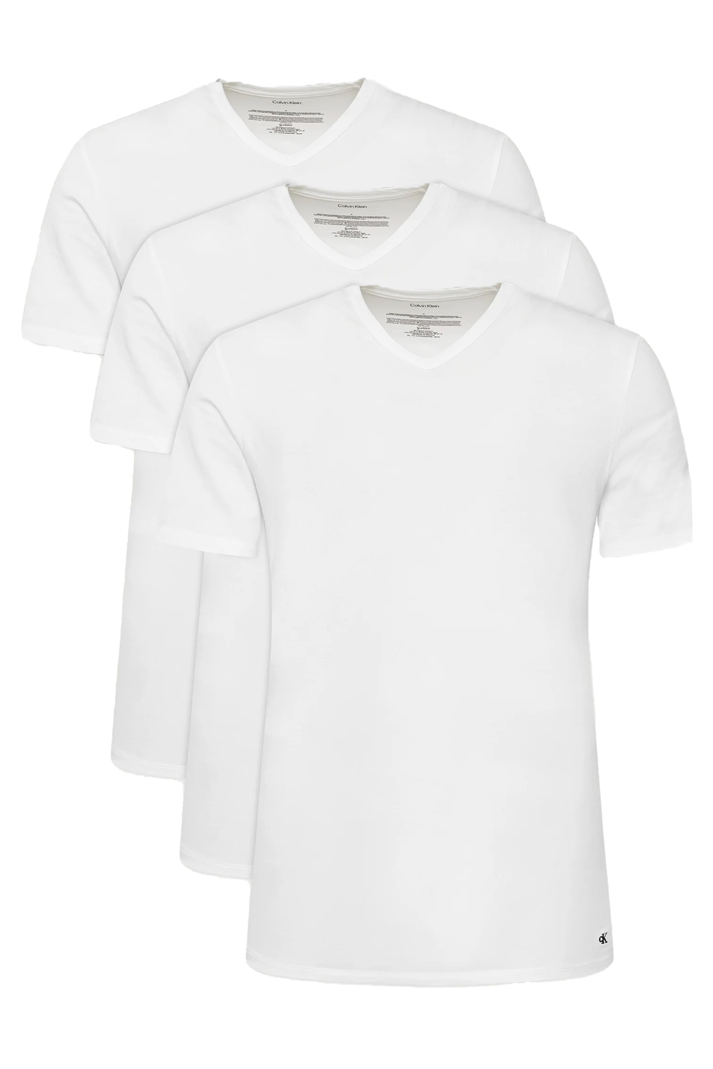 Calvin Klein T-shirt S/S V NECK 3PK met logo aan de zoom (3-delig, Set van 3)
