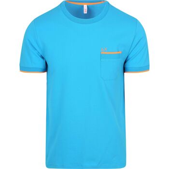 Sun68 T-shirt Korte Mouw  Piqué T-Shirt Fluo Stripe Blauw