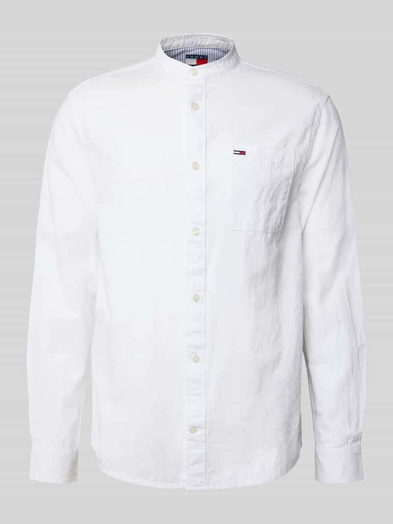 TOMMY JEANS Overhemd met lange mouwen TJM LINEN MIX BAND COLLAR SHIRT