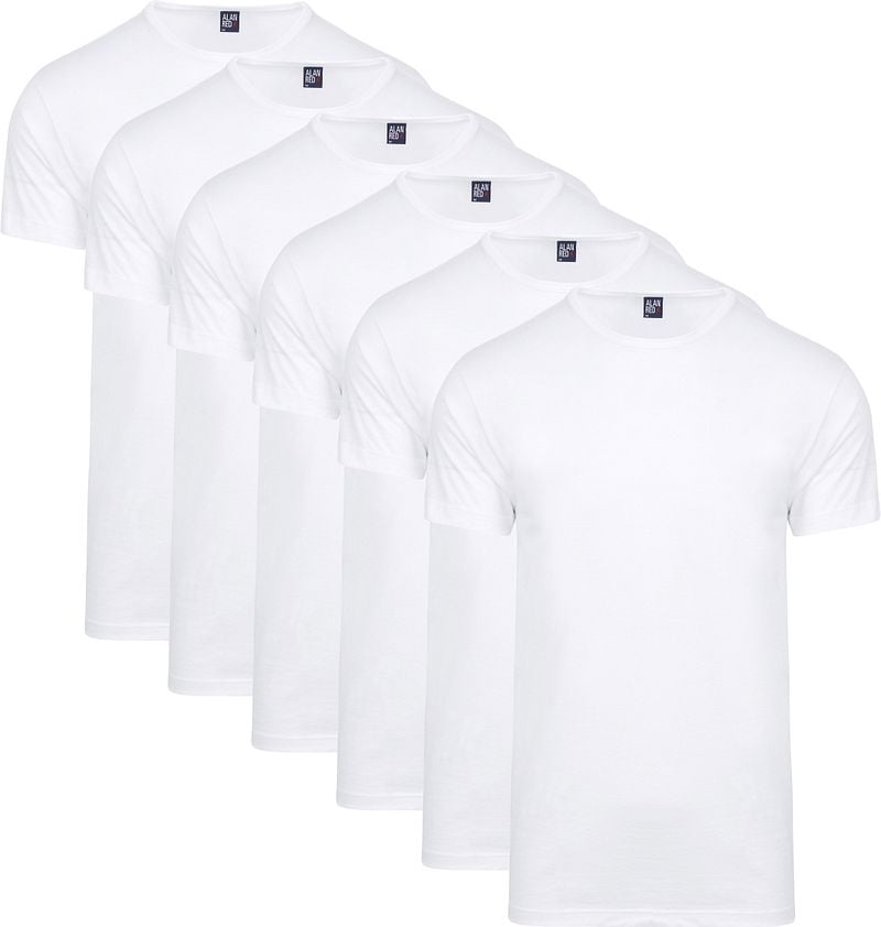 Alan Red Derby 6-Pack O-Hals T-shirts Wit Aanbieding