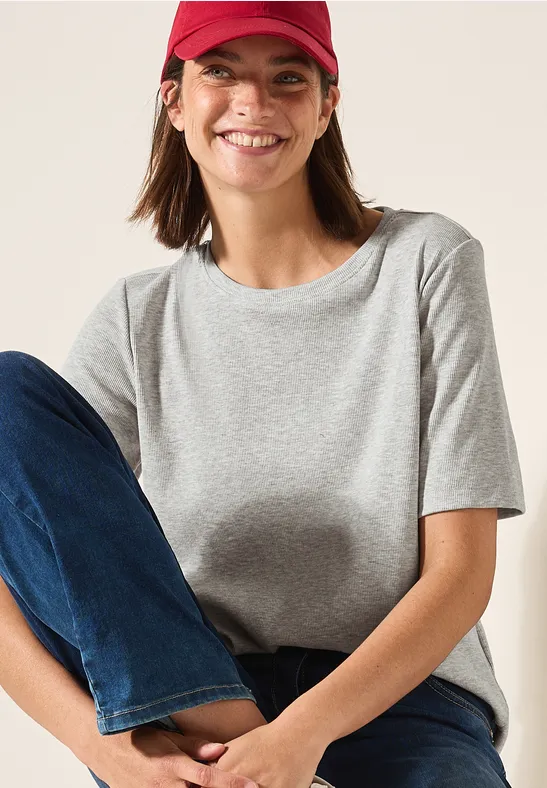 Cecil T-shirt met fijne ribstructuur