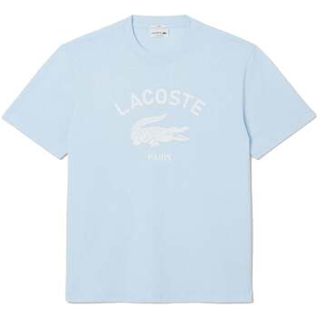 Lacoste T-shirt  Signature Print Cotton T-Shirt Light Blue