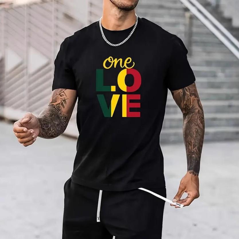 FEGKZLI Fashion Heren zwarte katoenen korte mouwen. Zacht en comfortabel. Ronde hals, casual model, letterprint S zwart