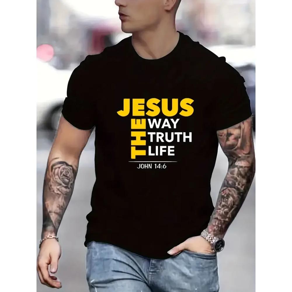Comfortable season T-shirt met Jezus-print, T-shirts voor heren, casual T-shirt met korte mouwen voor de zomer, casual voor comfort het hele seizoen en gemakkelijk te onderhouden XXXXL