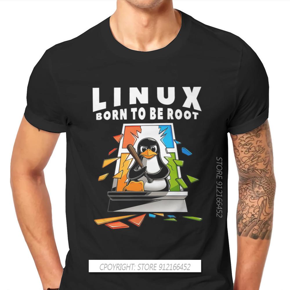 Comfortable season Linux Besturingssysteem Tux Penguin Man TShirt Window Crash Root Illustratie Mode T-shirt Grafische sweatshirts Nieuwe trend Tees XXXXL