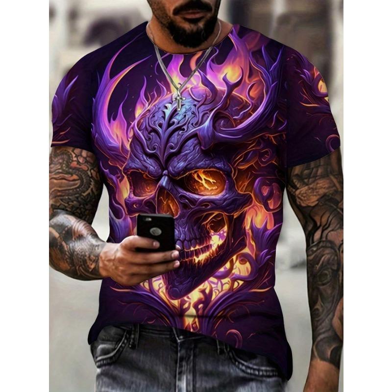 Zengyanqin02 Mode Mannen Schedel Grafische 3D Gedrukt T-shirt Korte Mouwen T-shirt Voor Mannen Dagelijkse Streetwear Tees Tops Ronde Hals casual T-shirt XXS
