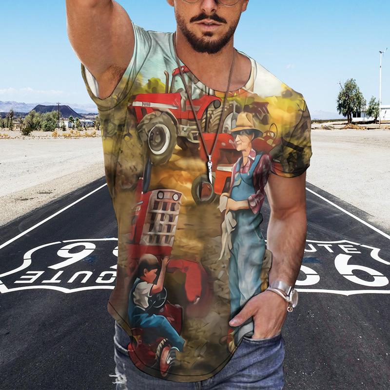 HerSight Vintage jaren 60 Cartoon Patroon T-shirts Letters Zomer T-shirts Heren Streetwear 3D Print T-shirt Mode O-hals Korte Mouw Tops S