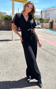 Jurkjes Smocked Jumpsuit Eveline Zwart