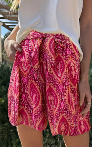 Jurkjes Paisley Strik Skort Roze Rood