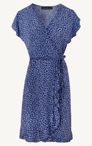 Jurkjes Strik Jurk Cheetahprint Jade Blauw Lila