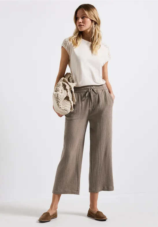 Street One Mousseline broek Wide Legs