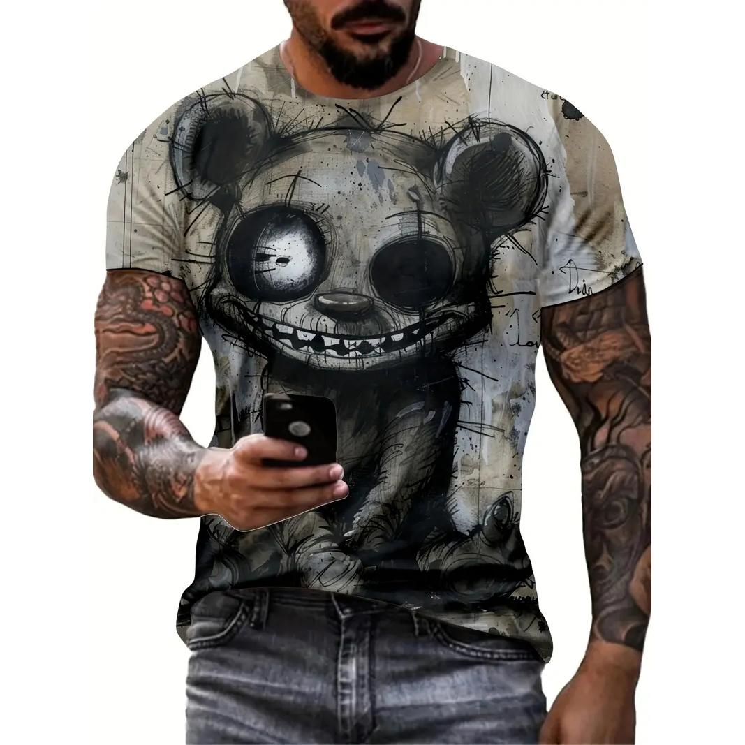 Bobby 2 Heren T-shirt Zomer Casual Korte Mouw Cartoon Print Grappige Dieren T-shirts Mode Streetwear Heren Trui Oversized Kleding S