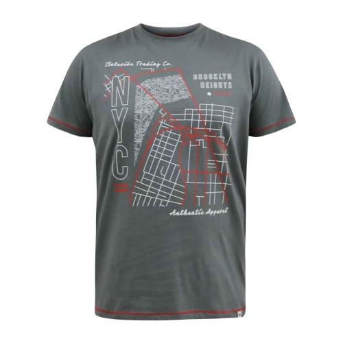 Duke Heren D555 Cobbler Nyc Bedrukt Birdseye Kingsize T-shirt XXL kaki