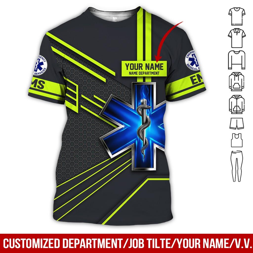 Huiteng Aangepaste naam Cosplay EMS EMT Medische paramedicus Werknemer Tattoo 3DPrint Zomer Harajuku Streetwear Korte mouwen Casual T-shirts X4 S