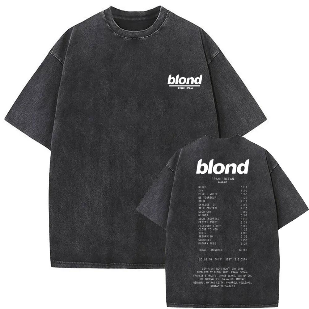 Boutique sports suit series 2 Gewassen vintage Rapper Frank oversized T-shirt met blond grafisch T-shirt, heren, dames T-shirt, casual T-shirt voor heren S