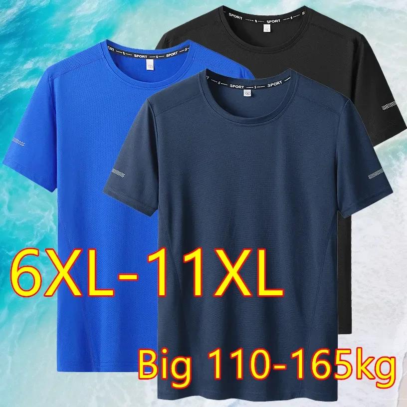 DOKI Zomer heren T-shirt grote maten snel drogend T-shirt voor heren ronde hals plus size korte mouwen oversized T-shirt 9XL wit