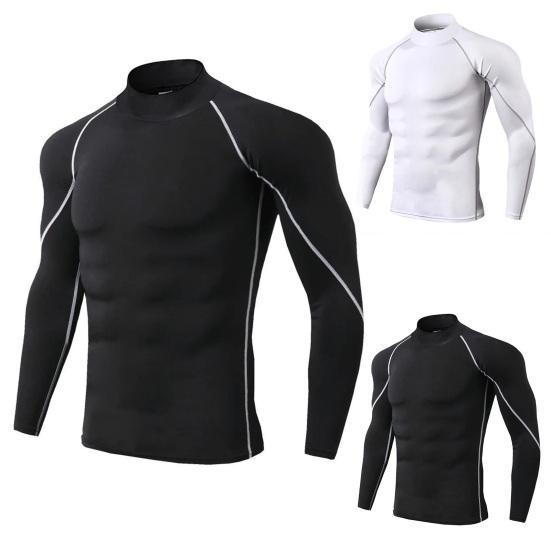 Guannuotong Compressietop voor heren, sneldrogend, effen kleur, minimalistisch, trendy, zacht, herentops voor gymtrainingen, sport M zwart