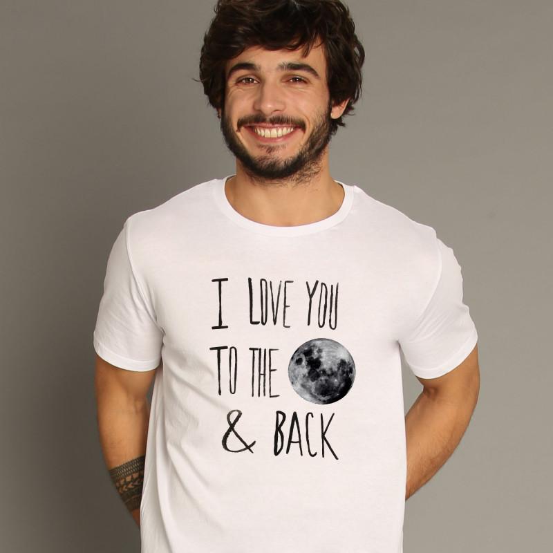 Le Roi du Tshirt T-shirt Homme - I LOVE YOU TO THE MOON AND BACK S wit