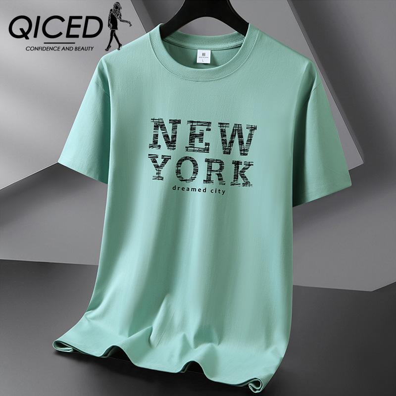 QICED Zomer T-shirt met korte mouwen Heren O-hals Trend Ondershirt S wit