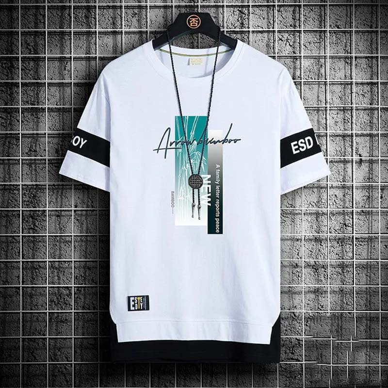PCD16KL Zomer Heren Ronde Hals Korte Mouw Mode Bedrukt Casual All-match Heren Shirt Heren Losse Sport T-shirt 2XL
