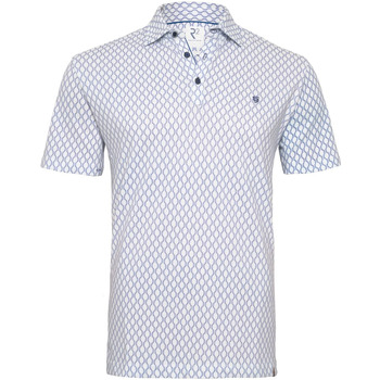 R2 Amsterdam T-shirt  Piqué Polo Wheel Track Print Blauw