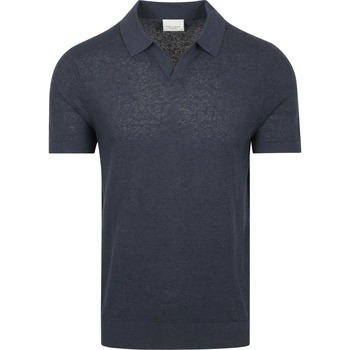 Profuomo T-shirt  Poloshirt Linen Blend Navy