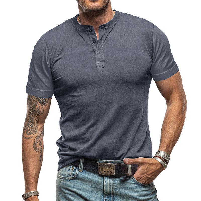 Phoca largha Heren effen Henley-shirts met korte mouwen, casual basic T-shirt, zomerse Henley-shirts met 3 knopen, lichtgewicht mode-T-shirts voor heren, comfortabele, slim fit T-shirts S zwart