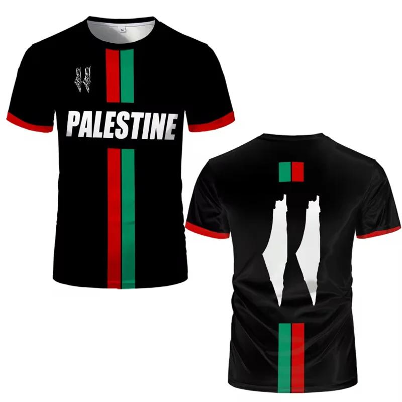ETST28 Palestine Football Flag 3D Printing Plus-size Men's T-shirt Casual Loose Sports Quick Drying Breathable Shirt Short Sleeve S