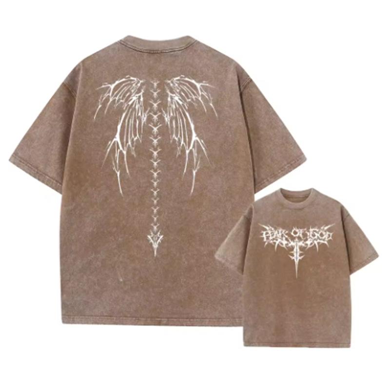 Boho berry Oversized T-shirts met print voor heren, vintage, zwaargewicht T-shirts, katoenen workout-shirts met acid wash, baggy T-shirts, straatmode, tops, unisex XXXL