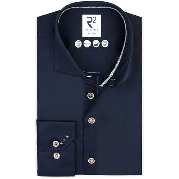 R2 Amsterdam Overhemd Lange Mouw  R2 Overhemd Fine Twill Navy